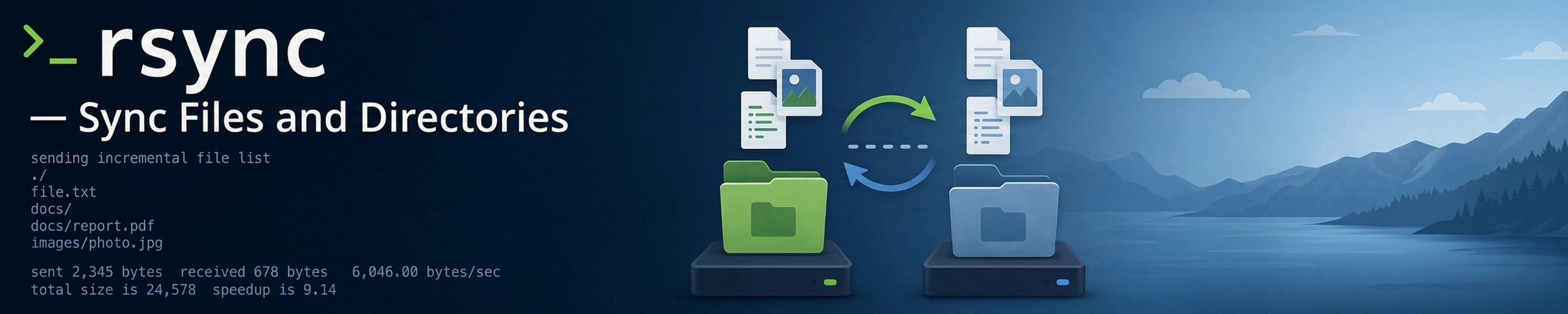A graphic showing rsync icons.